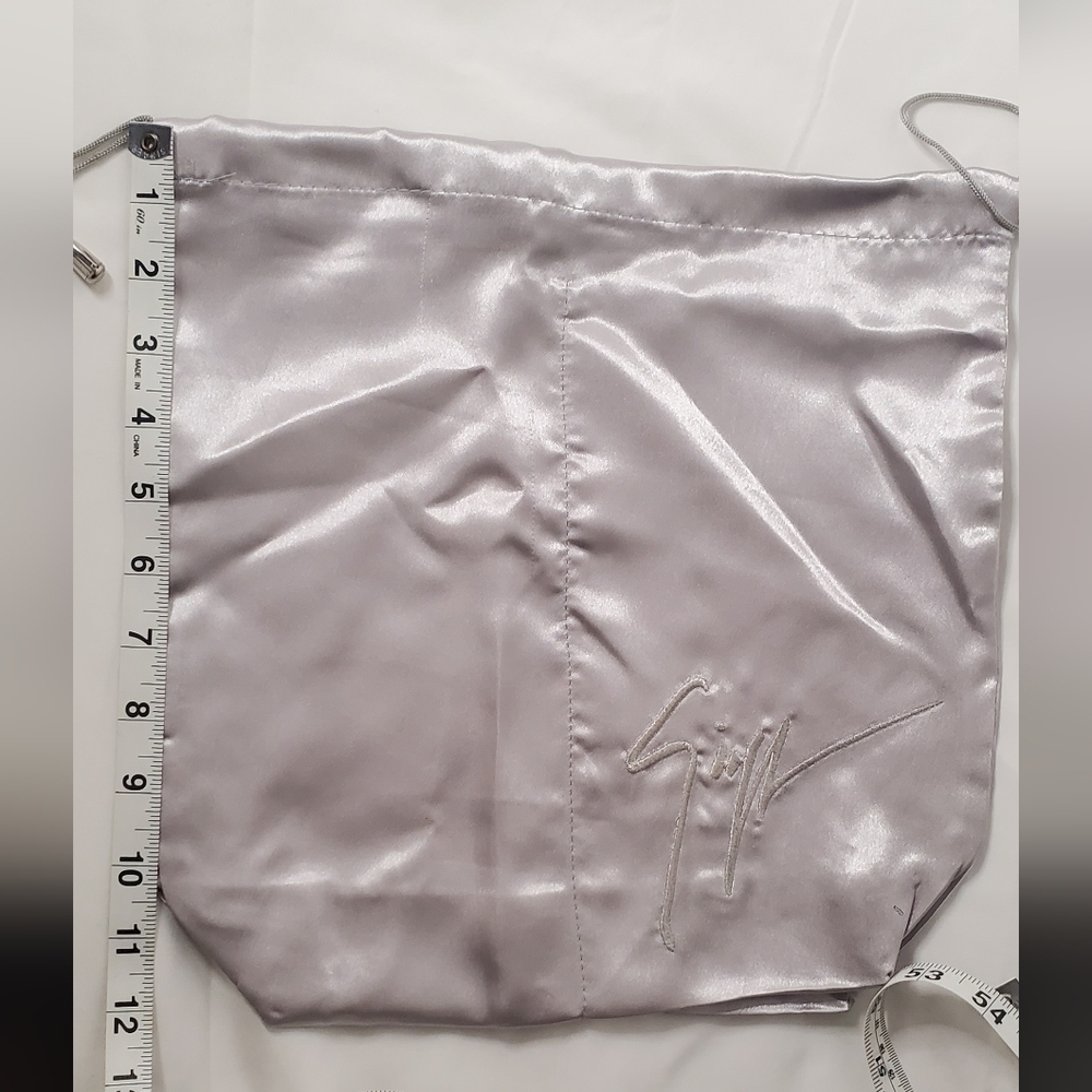GIUSEPPE ZANOTTI- double shoe bag in satin silver